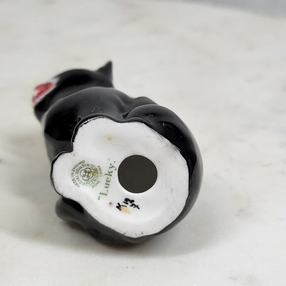 Royal Doulton Lucky Cat Miniature 2.5" Black Bone China Anthropomorphic England - Picture 11 of 16